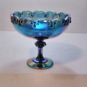 Vintage Indiana Blue Teardrop Carnival Glass Compote--No cracks or Breaks
